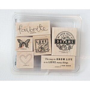 6 Vintage Rubber Stamps Butterfly Heart Favorite Love Dreams Stampin Up